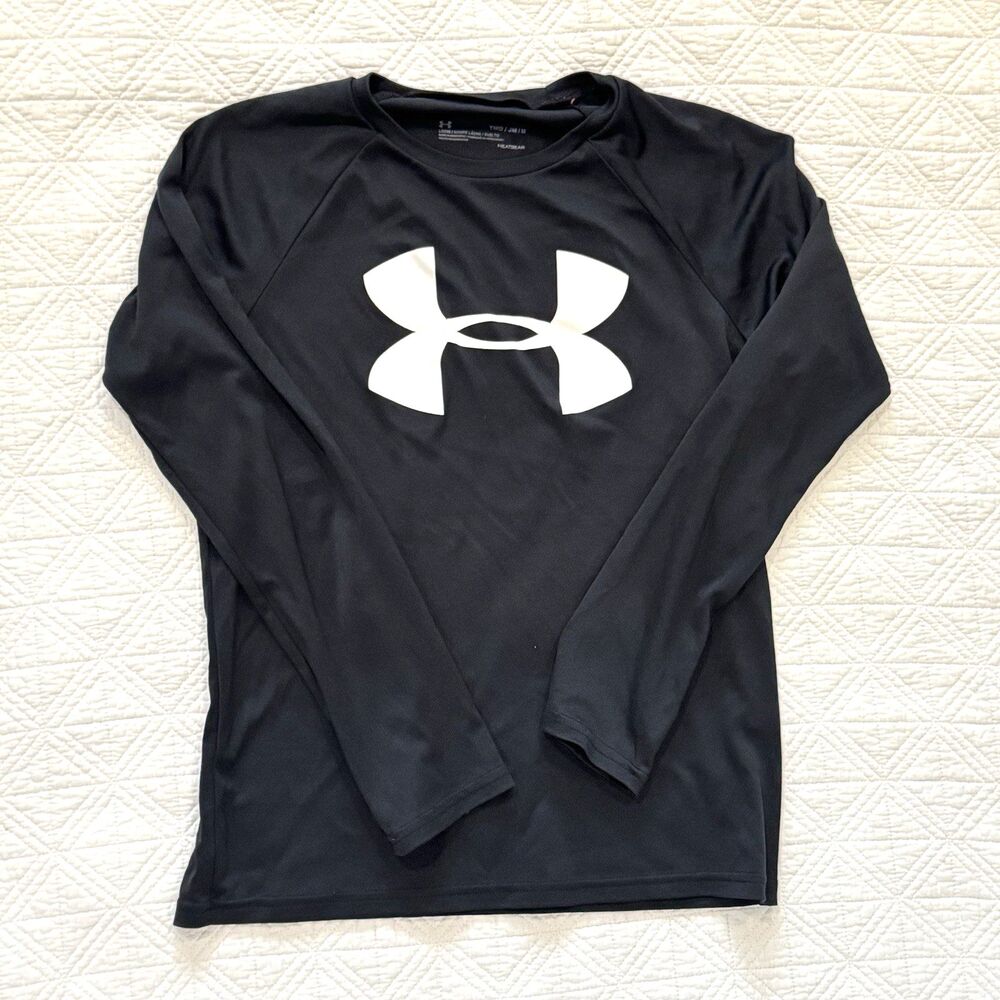 UNDER ARMOUR UA Tech Hybrid Print Boys Long Sleeve Shirt Black Youth M Athletic